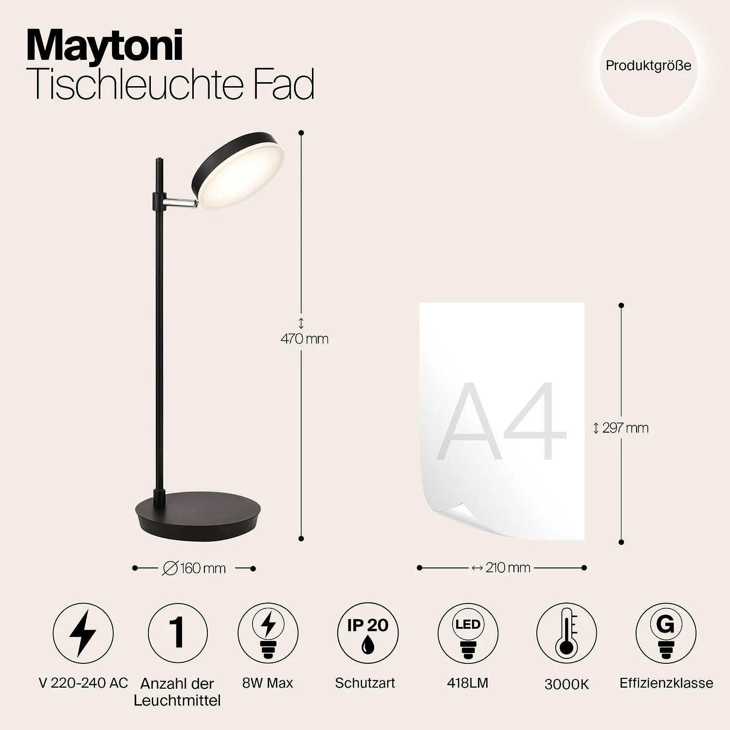 Настольный светильник Modern Fad, LED 8W, 3000K, Черный, Черный (Maytoni, MOD070TL-L8B3K) - Amppa.ru