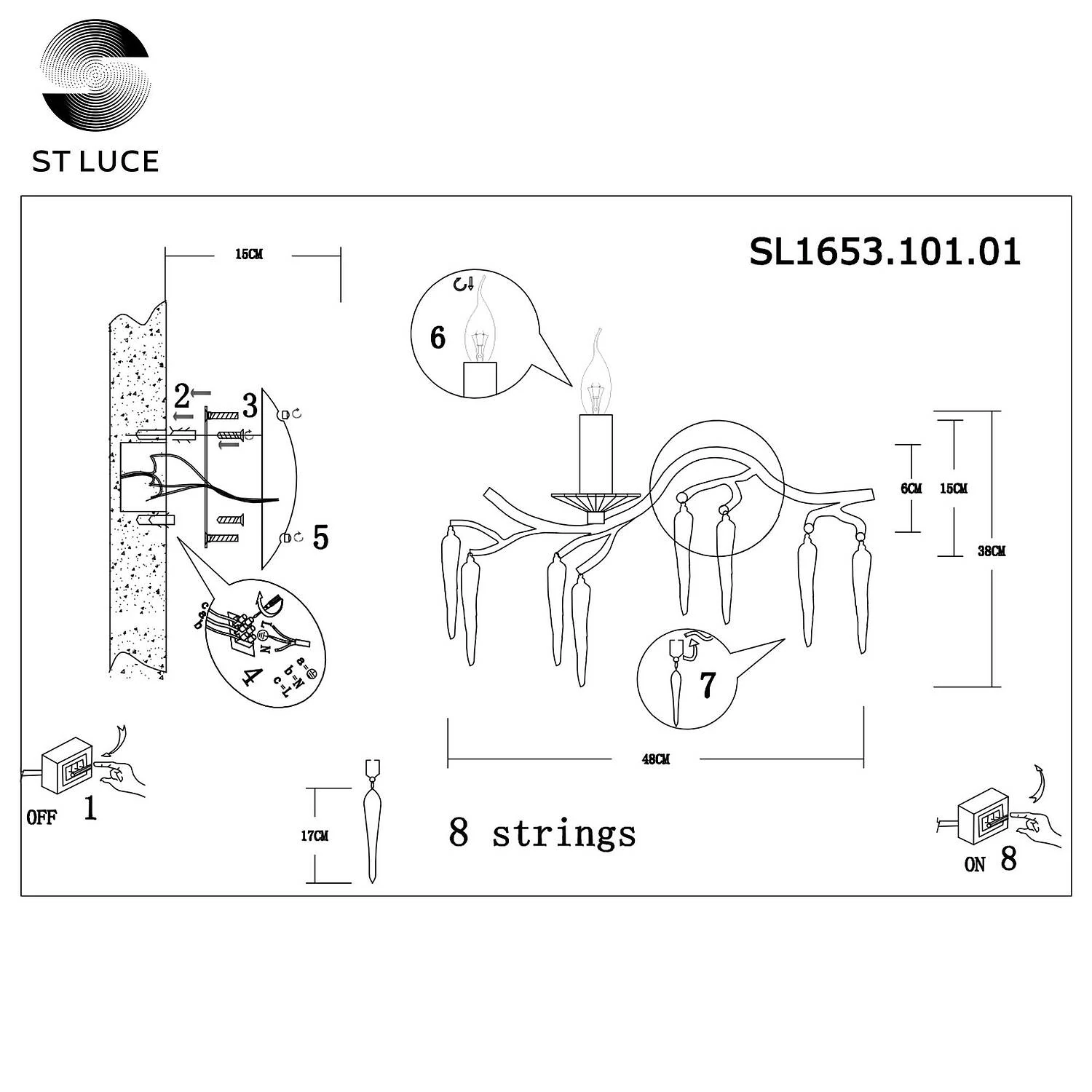 Бра SIENA, 1xE14, 40W, Хром (ST LUCE, SL1653.101.01) - Amppa.ru