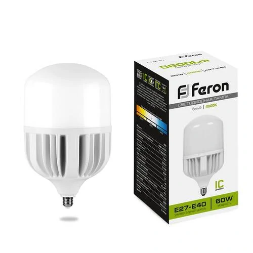 Лампа светодиодная Feron LB-65 E27-E40 60W 175-265V 4000K, 25821 - Amppa.ru